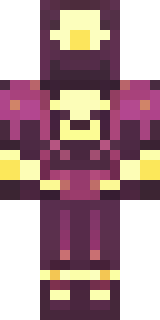 a nether hunter in crimson hide with glowing gold trim