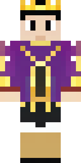 a young king in an ermine-trimmed purple cloak and gold crown