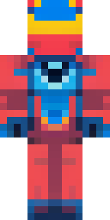 a masked hero in a sleek red and blue suit with a chest emblem
