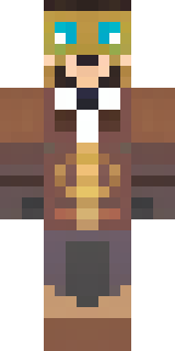 a steampunk inventor in a brown leather coat and brass goggles