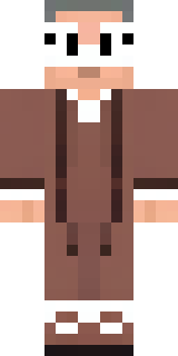a friendly villager librarian in brown robes with glasses
