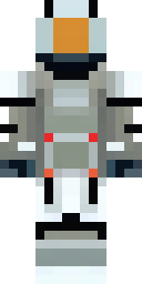 a mecha pilot in a white flight suit with a segmented helmet