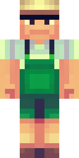 a farmer villager in a straw hat with a green apron