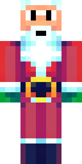 a jolly Santa in a red suit with a white beard and sack