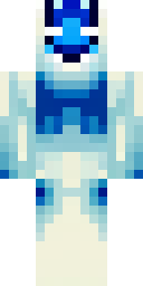a snow fox spirit in white fur with blue markings