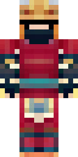 a samurai in red lacquered armor with a horned helmet