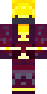 a nether hunter in crimson hide with glowing gold trim