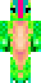 a dragon hybrid with green scales, horns and a spined tail