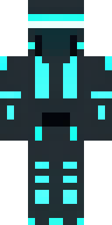 a neon cyber-ninja in dark bodysuit with teal light trim