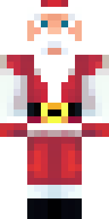 a jolly Santa in a red suit with a white beard and sack