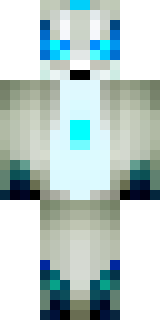 a snow fox spirit in white fur with blue markings