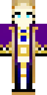 a young king in an ermine-trimmed purple cloak and gold crown