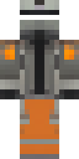 a battle-worn pilot in orange plating with scorch marks