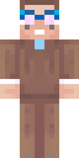 a friendly villager librarian in brown robes with glasses