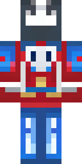 a masked hero in a sleek red and blue suit with a chest emblem