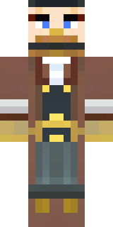 a steampunk inventor in a brown leather coat and brass goggles