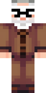 a friendly villager librarian in brown robes with glasses