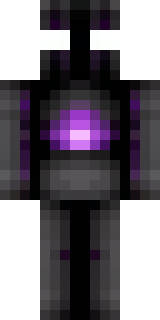 an enderman-inspired figure, tall and black with purple eyes