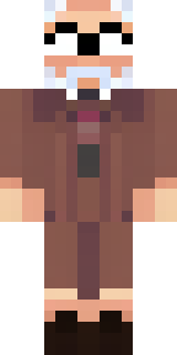 a friendly villager librarian in brown robes with glasses