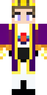 a young king in an ermine-trimmed purple cloak and gold crown