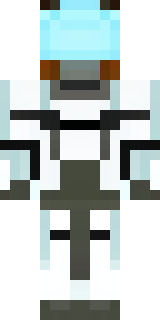 a mecha pilot in a white flight suit with a segmented helmet