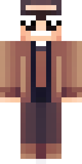 a friendly villager librarian in brown robes with glasses