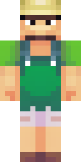 a farmer villager in a straw hat with a green apron