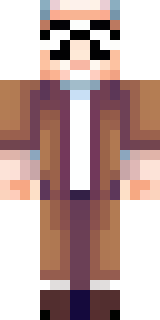 a friendly villager librarian in brown robes with glasses