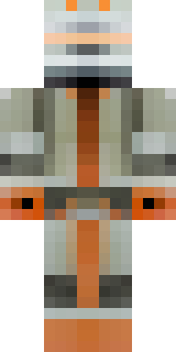 a battle-worn pilot in orange plating with scorch marks