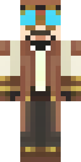 a steampunk inventor in a brown leather coat and brass goggles