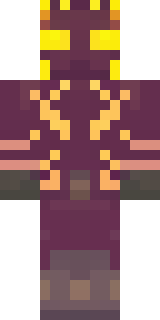 a nether hunter in crimson hide with glowing gold trim