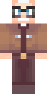 a friendly villager librarian in brown robes with glasses