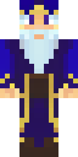 an old wizard in a starry midnight-blue robe and pointed hat