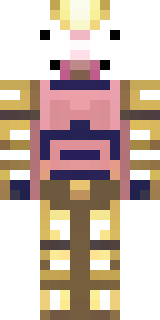 a piglin brute in gold armor with a snout and tusks