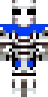 a knight in polished silver plate armor with a blue tabard