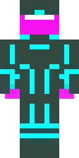 a neon cyber-ninja in dark bodysuit with teal light trim