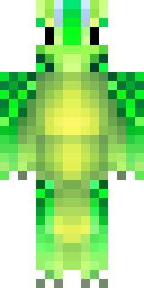 a dragon hybrid with green scales, horns and a spined tail