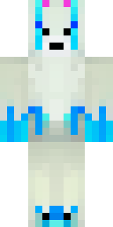 a snow fox spirit in white fur with blue markings