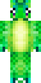 a dragon hybrid with green scales, horns and a spined tail