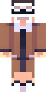 a friendly villager librarian in brown robes with glasses