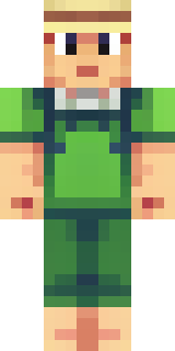 a farmer villager in a straw hat with a green apron