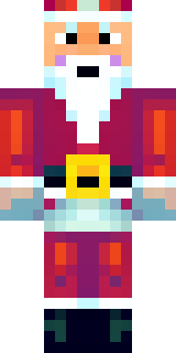 a jolly Santa in a red suit with a white beard and sack