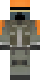 a battle-worn pilot in orange plating with scorch marks