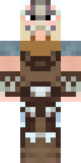 a frost viking in white furs and a horned helm