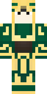 a jade samurai in green and gold ceremonial armor