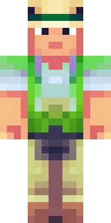 a farmer villager in a straw hat with a green apron