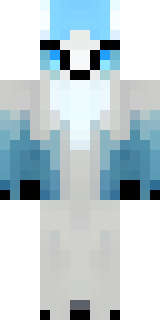 a snow fox spirit in white fur with blue markings