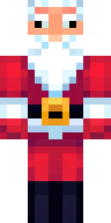 a jolly Santa in a red suit with a white beard and sack