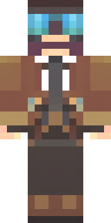a steampunk inventor in a brown leather coat and brass goggles