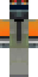 a battle-worn pilot in orange plating with scorch marks